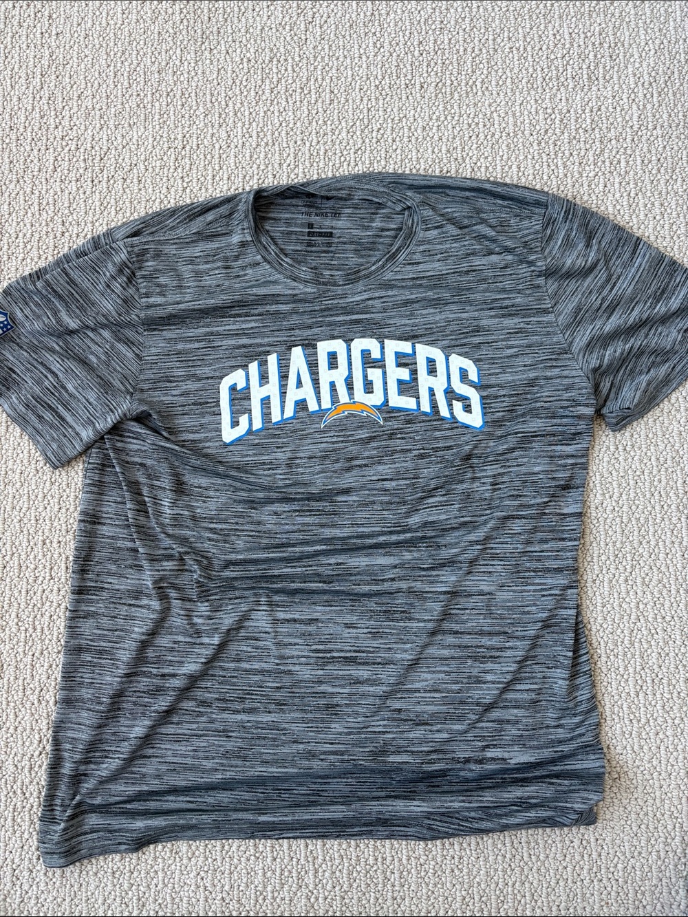Nike Chargers Heather Gray Performance Tee with Team Logo